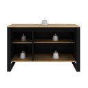 Ver imagem 4 de Balcão para Escritório com 3 Portas Estilo Industrial 136cm Amêndoa e Preto Me4147 Tecnomobili