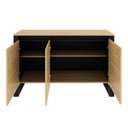 Ver imagem 3 de Balcão para Escritório com 3 Portas Estilo Industrial 136cm Amêndoa e Preto Me4147 Tecnomobili