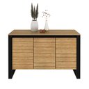 Ver imagem 6 de Balcão para Escritório com 3 Portas Estilo Industrial 136cm Amêndoa e Preto Me4147 Tecnomobili
