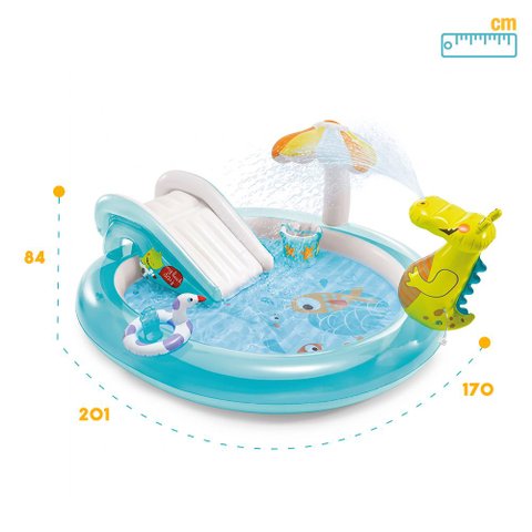Piscina Inflável Playground Infantil 160L Jacaré Bomba 110V Intex