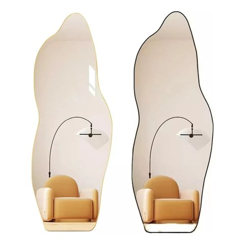 Espelho Orgânico 100x40cm Moldura Abs Dourado