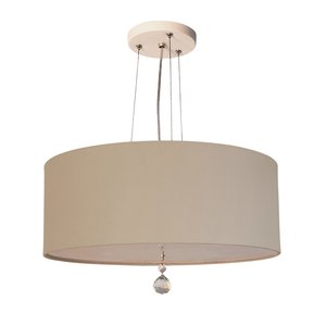 Lustre Pendente Com Cristal Cúpula Cáqui 50x15 3E27