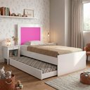 Ver imagem 2 de Cama Solteiro Bibox Luara com Auxiliar e Colchões D20 Quarto Infantil Estilo Moderno - Branco-rosa