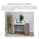 Ver imagem 6 de Penteadeira com Espelho com LED e Gaveta Organizadora e Tomada Escrivaninha Glamour Branco/Carvalho Artany