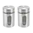 Ver imagem 1 de Kit 2 Porta Condimento Saleiro Tempero Inox Visor Vidro