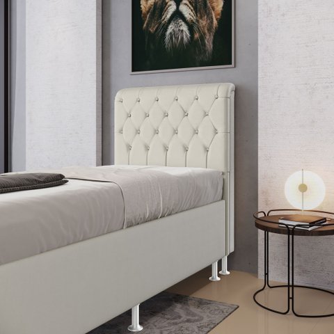 Cabeceira Bellatrix 90 para Cama de Solteiro Courino Bege Aradecor