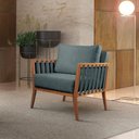 Ver imagem 3 de Poltrona Luxo Madeira Maciça Castellar Móbile Linho Azul