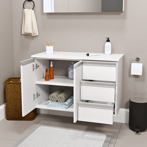 Balcão Móvel Gabinete Mdf para Banheiro sem Tampo 80cm Direito sem Fundo