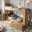 Ver imagem 6 de Treliche com Cama Auxiliar Adulto Junevil Baú Superior com Escadas Armário de 1 Porta Treliche Marro