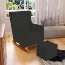 Ver imagem 2 de Poltrona de Amamentação com Balanço Mavie L02 Linho Verde Musgo - Lyam Decor