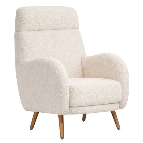 Poltrona de Amamentação Laura Pés Palito Castanho Bouclé Off White - Nexta Casa