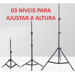 Kit Tripé 2m Alumínio + Suporte Giratório +adaptador Celular - 3