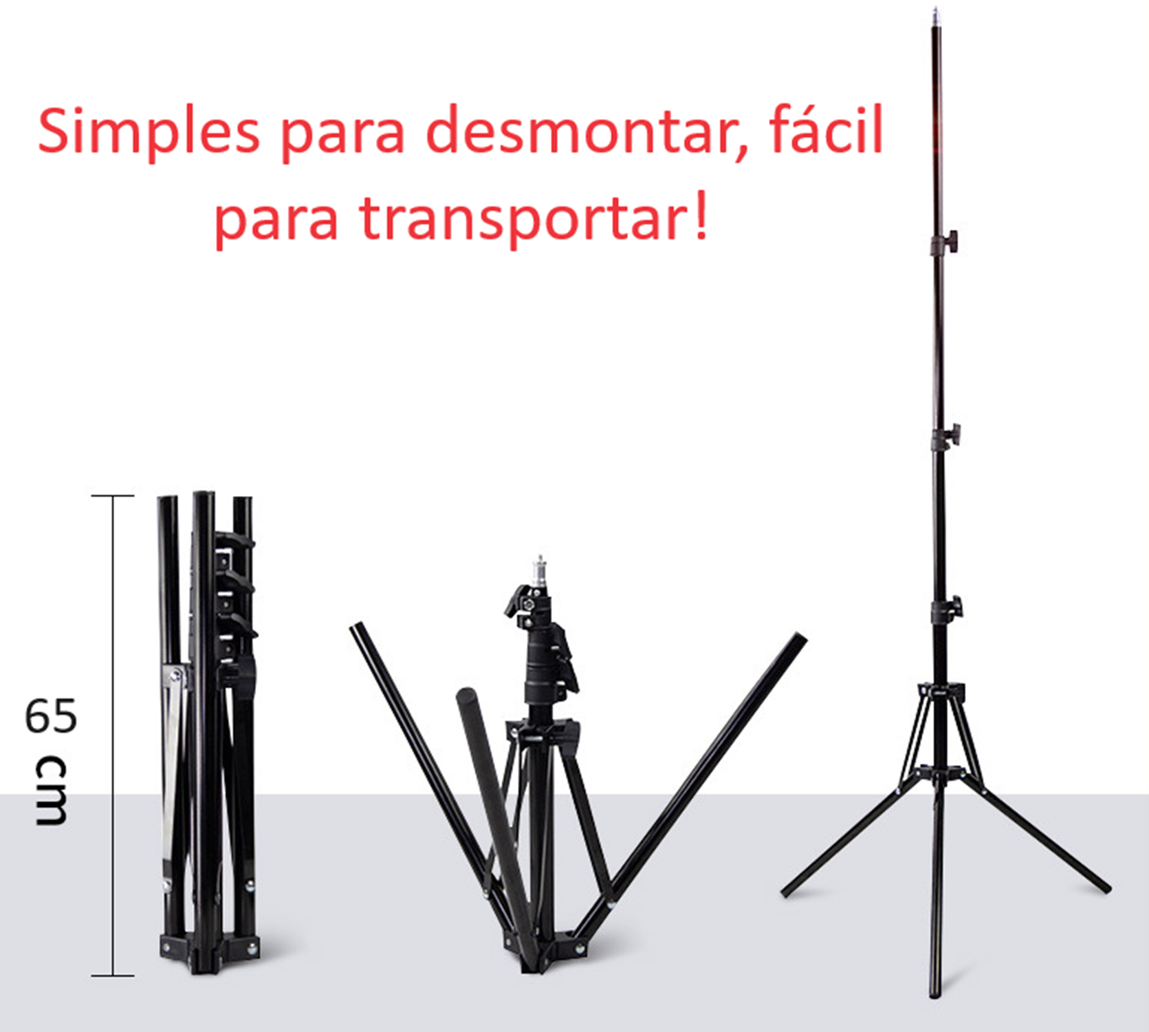 Kit Tripé 2m Alumínio + Suporte Giratório +adaptador Celular - 5