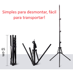 Kit Tripé 2m Alumínio + Suporte Giratório +adaptador Celular - 5