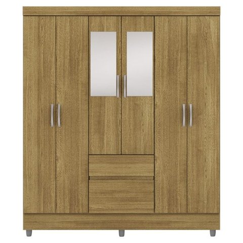Guarda Roupa Casal 6p 2g Espelho 153 Cm Nature Vlr
