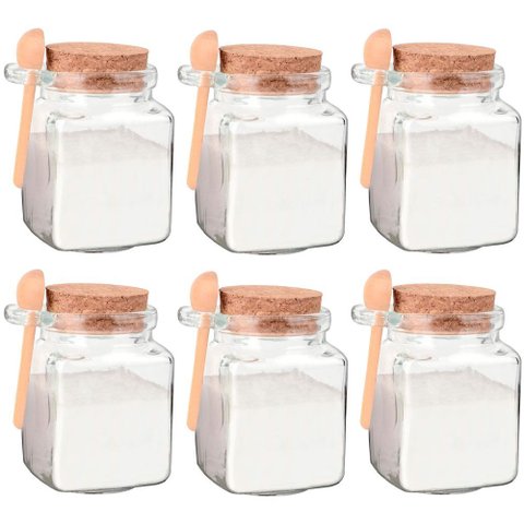 Jogo de Potes Porta Tempero de Vidro com Colher 260ml 6 Peças - Hauskraft