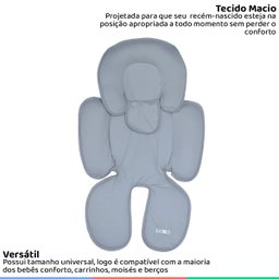 Acolchoado Bebê Infantil Almofada Apoio Redutora Confortável para Carrinho Cinza D'bella For Baby - 2