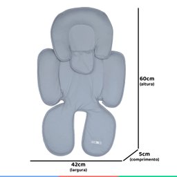 Acolchoado Bebê Infantil Almofada Apoio Redutora Confortável para Carrinho Cinza D'bella For Baby - 5