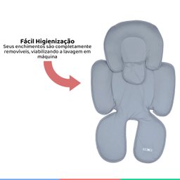 Acolchoado Bebê Infantil Almofada Apoio Redutora Confortável para Carrinho Cinza D'bella For Baby - 4