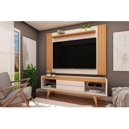 Rack Com Painel Para Sala ou Quarto e TV de Até 55" Com 2 Gavetas e 4 Nichos 1,60m Camaru com - 2