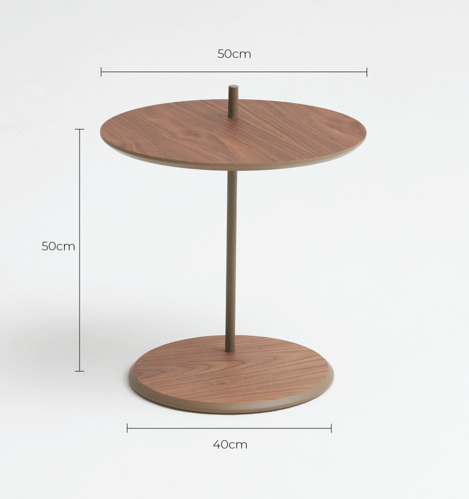 Mesa de Apoio Bumbo - Tampo Nogueira Natural - Base Aço Carbono - 5