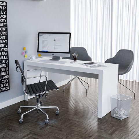 Mesa Escrivaninha Office Escritório 160x75,5 Branco 180469