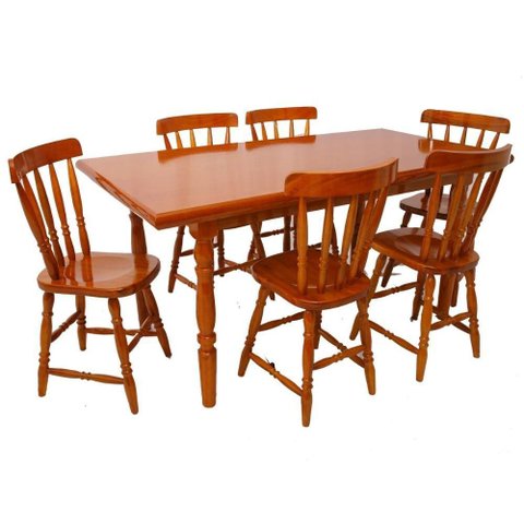 Conjunto Mesa de Jantar 160cm com 6 Cadeiras Multimóveis Cr50085 Mel Mel
