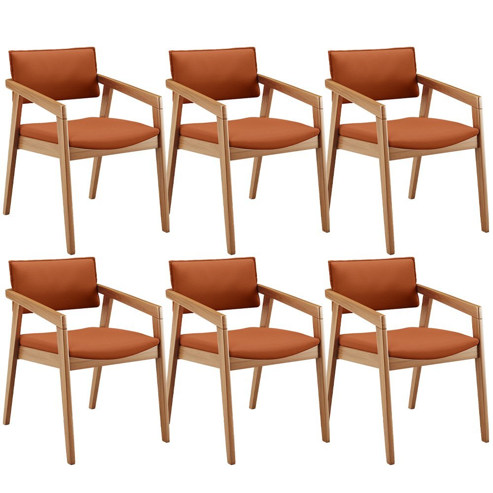 Kit 06 Cadeiras para Sala de Jantar Estar Living Giorgia B04 Tecido Terracota - Lyam Decor