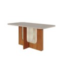 Ver imagem 1 de Mesa de Jantar Retangular 160x80cm Tampo Mdf/vidro Louise Cimol Cinamomo/off White