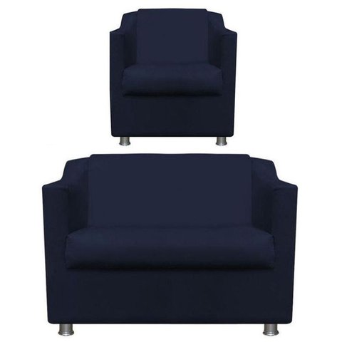 1poltr e Namoradeira Decorativa Reforçada Suede Azul Marinho