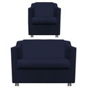 Ver imagem 1 de 1poltr e Namoradeira Decorativa Reforçada Suede Azul Marinho