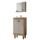 Ver imagem 2 de Conjunto de Banheiro Gabinete Lima 45cm com Cuba + Espelheira, 3 Portas C00450 Cor Mel/Fumê - Ozini