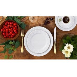 Prato Fundo Germer Branco Redondo 23,5cm em Porcelana com Relevo Tassel - 4