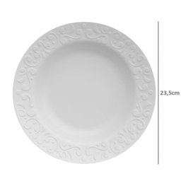 Prato Fundo Germer Branco Redondo 23,5cm em Porcelana com Relevo Tassel - 3