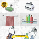 Ver imagem 3 de Kit Acessório para Banheiro Aço Inox 5 Peças + 2 Porta Shampoo Vidro Retangular Cód. 3970