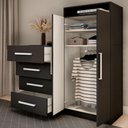 Ver imagem 2 de Cômoda Paris 2 Portas 4 Gavetas Preto Fosco - Pm