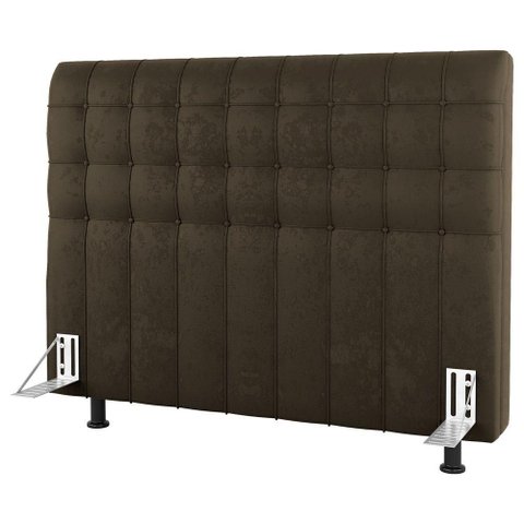Cabeceira Cama Box Casal Queen Size Dahlia 160cm com Frame Suede Marrom - Desk Design