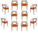 Ver imagem 1 de Kit 10 Cadeiras Allegra em Pp para Área Externa e Sala de Jantar ou Estar Cor Terracota Ecomhome
