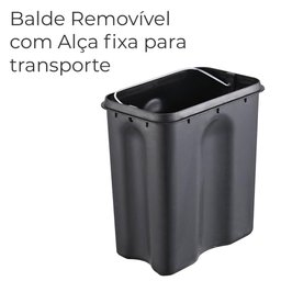Lixeira para Banheiro e Cozinha Retangular Preto Aço Carbono Frame 5 Litros - Brinox - 5