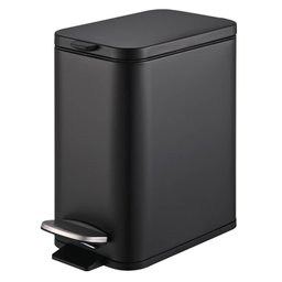 Lixeira para Banheiro e Cozinha Retangular Preto Aço Carbono Frame 5 Litros - Brinox - 1