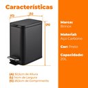 Ver imagem 7 de Lixeira para Banheiro e Cozinha Retangular Preto Aço Carbono Frame 5 Litros - Brinox