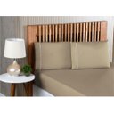 Ver imagem 1 de Jogo de Lençol Casal 3 Peças 100 % Algodão Percal 200 Fios com Acabamento em Ponto Palito Caqui