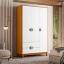 Ver imagem 5 de Guarda Roupa Solteiro 3 Portas 2 Gavetas Pés Retrô Abruzzo A04 Cinamomo Branco - Lyam Decor