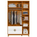 Ver imagem 3 de Guarda Roupa Solteiro 3 Portas 2 Gavetas Pés Retrô Abruzzo A04 Cinamomo Branco - Lyam Decor
