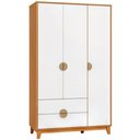 Ver imagem 1 de Guarda Roupa Solteiro 3 Portas 2 Gavetas Pés Retrô Abruzzo A04 Cinamomo Branco - Lyam Decor