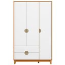 Ver imagem 2 de Guarda Roupa Solteiro 3 Portas 2 Gavetas Pés Retrô Abruzzo A04 Cinamomo Branco - Lyam Decor