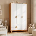 Ver imagem 4 de Guarda Roupa Solteiro 3 Portas 2 Gavetas Pés Retrô Abruzzo A04 Cinamomo Branco - Lyam Decor