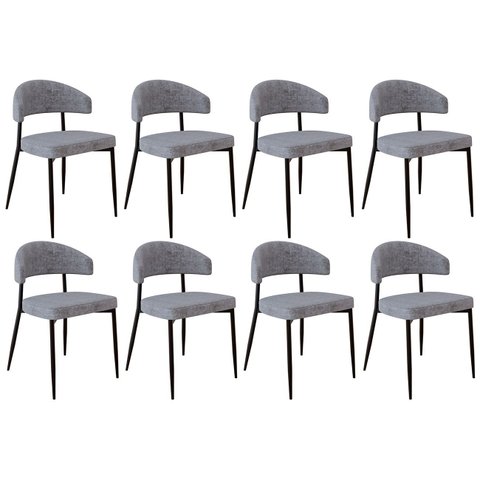 Cadeira de Jantar Estofada Kit 8 Chloe M25 Linho Lautrec Cinza - Mpozenato