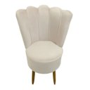 Ver imagem 2 de Cadeira Poltrona Decorativa Pétala Veludo Luxo Premium Pés Retrô Palito Sala e Quarto Bege
