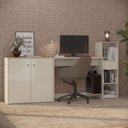 Ver imagem 1 de Conjunto de Escritório 3 Peças Noruega Office Mesa Armário e Aparador - Via Nossa - Off White e